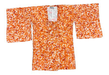 VINTAGE ORANGE JAPANESE SHIBORI HAORI (?SILK) BY MITSUKOSHI picture