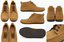 L.L.Bean Men’s Brown Suede Chukka Ankle Boots Moc Toe Lace-Up Rubber Sole picture