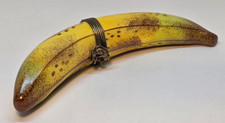 LIMOGES FRANCE BOX ~ GR ~ LARGE RIPE BANANA ~ MONKEY & MIRROR CLASP ~ FRUITS picture