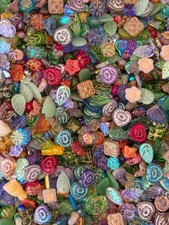 Czech And Pressed Glass Beads Random Mix 4oz Bag Approx 150+ Pc. picture