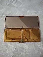Vintage 1940s Volupte USA Gold Tone Vanity Compact Mirror Comb Makeup Case picture