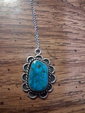 Vintage Native American Blue Turquoise Signed CW 18