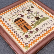 Simple Joys Simple Life Finished Cross Stitch Sampler Framed Charms Grandmacore picture