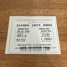 Vintage Simon Says Rave 1997 Concert Trance Flyer Deacon Alex NRF DJ Fej Elert picture
