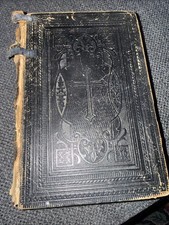 Antique Swedish Bible Bibeln Den Heliga Skrift Black Embossed Hardcover 1903-06 picture