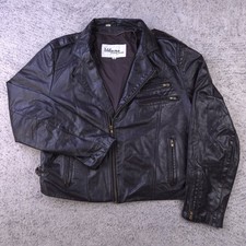 VTG Wilsons Leather Jacket Mens Size 44 Motorcycle Moto Black Asymmetrical Zip picture