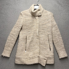 IRO Coat Womens 38 Beige Wool Blend Ajumaspe Heavy Knit Mock Neck Jacket Romania picture