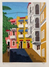 Luis G. Cajiga, Calle del Oeste - Vintage 1981 Puerto Rican Art Print picture