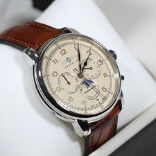 Zeppelin Mediterranee Men's Moon Phase Cream Dial Watch 9636-5 picture