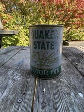 Vintage Quaker State DeLuxe Motor Oil 1 Quart Metal Can Gas Oil Petroliana picture