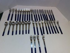 45 pcs Rosenthal Duo Cobalt Stainless Flatware - 8 Place Settings Carl Aubock picture
