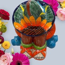 Talavera statue Panchito medium Multicolor Sleeping Man and sunflower liles picture