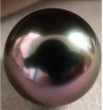 Huge 17-18mm South Sea Genuine black peacock purple Round Loose Pearl Undrilled picture