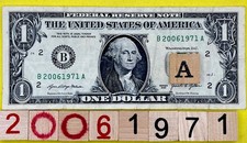 2006 1971 Tombstone Year Note 1s 0s Fancy Serial Number One Dollar Bill FRN 2021 picture