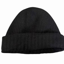 Madewell 100% Cashmere Black Ribbed Beanie Hat One Size  picture