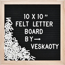 Felt Letter Board with 294 Letters, 10 X 10 Inch, Black & Wood picture