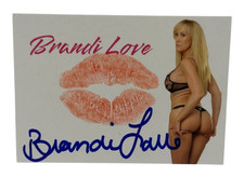 Brandi Love Signed Kiss Card Adult Star Autograph Kiss Print Beckett Witness picture