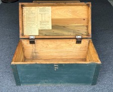 WWII 1943 Steel Reinforced Wooden Storage Chest with Original Lock picture