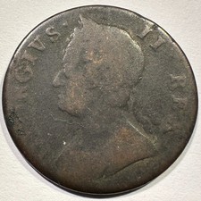 1746 Great Britain United Kingdom Halfpenny George II Nice Surfaces picture