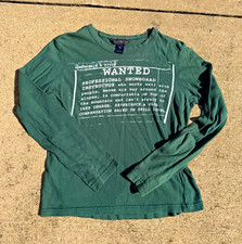 Vintage Abercrombie & Fitch Men's L Green Long Sleeve Crew Neck Graphic Logo Tee picture