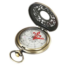 Antique Vintage Compass with Hollowed Cover Lid Nautical Pocket Compass picture