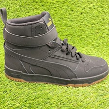 Puma RBD Game Mens Size 9 Black Gold Athletic Leather Basketball Shoes Sneakers picture