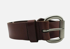 Fossil Brand Full Grain Cowhide Brown Leather Belt With Metal Buckle Size 32 picture