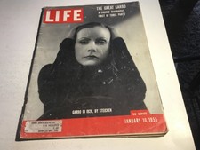 LIFE MAGAZINE.  January 10, 1955.  Garbo in 1928, By Steichen.  Vintage. picture