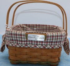 Longaberger 2004 Woven Memories Basket, Plaid Liner, and Protector picture