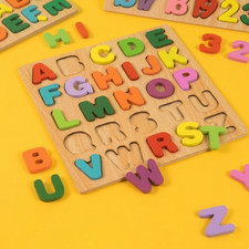 Kids Wooden Alphabet Puzzle Educational Learning Toy ABC Shape Montessori Game picture