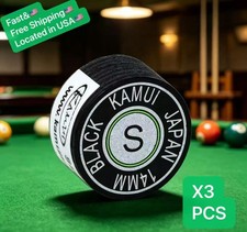 LUXURY NEW KAMUI BLACK POOL CUE TIP SOFT HARDNESS - 14MM ---3 PCS picture