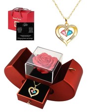 ziella Preserved Real Rose, Eternal Flower with I Love You Necklace, Birthstone picture