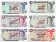 Bermuda $1 5 10 20 50 100 Queen SPECIMEN Set P-28 29 30 31 32 33 1978 UNC NOTE picture
