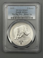 2025 South Africa 5 Rand The Big 5 Series 3 Rhino PCGS MS69 picture