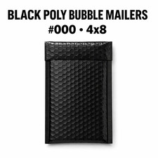 Black Poly Bubble Mailers #000 4x8 Padded Envelopes Self Seal Shipping Bags picture
