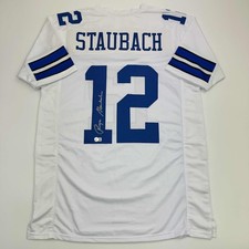 Autographed/Signed Roger Staubach Dallas White Jersey Beckett BAS COA picture