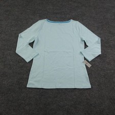 Talbots Tunic Womens M Blue 3/4 Sleeve Boat Neck Pima Cotton Lightweight NWT picture