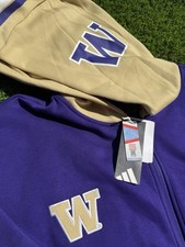 adidas Washington Huskies Full Zip Helmet Hoodie Men’s Size Medium JN0363 picture