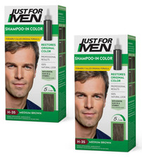 (2 PACK) H-35 Just For Men Shampoo-in Hair Dye for Men, Medium Brown picture