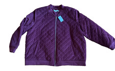 NWT cj banks Christopher & Banks Diamond Quilted Bomber Maroon Jacket Women’s 2X picture