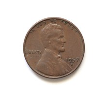 1957-D Lincoln Wheat Cent US Penny Coin LP7 picture