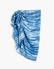NWT Madewell Indigo Tie-Dye Sarong Scarf in Coastal Blue Cotton/Linen picture