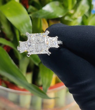 2.70 CTW Princess Cut Lab-Grown Diamond Three Stone Ring – E VVS IGI Certified picture
