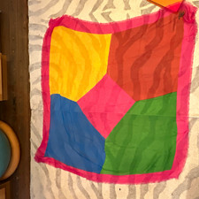 Hermès Women’s Silk Chiffon Square Scarf Multicolor Geometric Fringe picture
