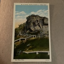 Mt La Grange Showing Formation Of Indian Head Red Wing MN Linen Postcard  picture