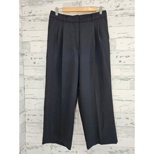 Wilfred Aritzia Black Wide Leg Pleated Dress Pants Size 10 Cropped Trousers picture