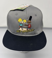 NWT Hey Arnold Nickelodeon Baseball Hat Unisex Gray Snapback Cap 90's Cartoon picture