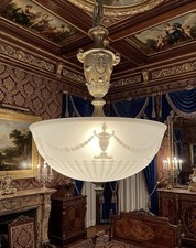 Antique 1910s 1920s Art Deco Victorian Nouveau Large Hanging Chandelier Light picture