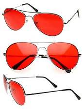 Retro Classic Metal Pilot Red Lens Pilot Sunglasses Spring Hinge Temple AV01 picture
