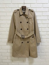 Burberry Belted Kensington Trench Long Coat Jacket Women UK 10 Nova Plaid Beige picture